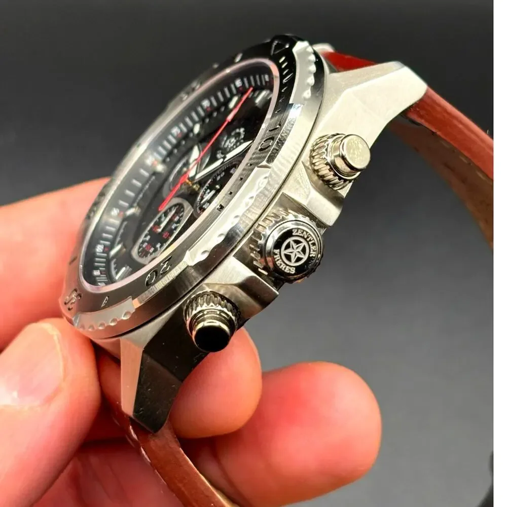 Zentler Freres Rodan ZF-15067 Swiss Chronograph Sapphire Leather 45mm Watch